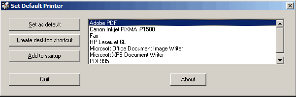 SetDefaultPrinter screenshot